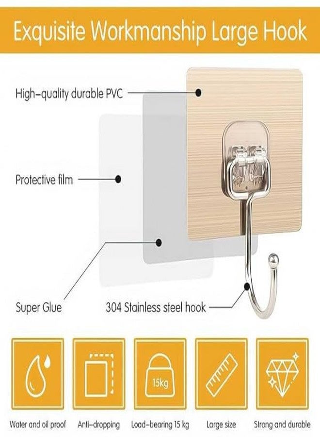 Vendola-Golden Large Adhesive Wall Hooks - Heavy-Duty Self-Stick Hangers for Home, Kitchen & Bathroom - No Drilling, Waterproof & Rustproof Hook Set (5) - Image 3
